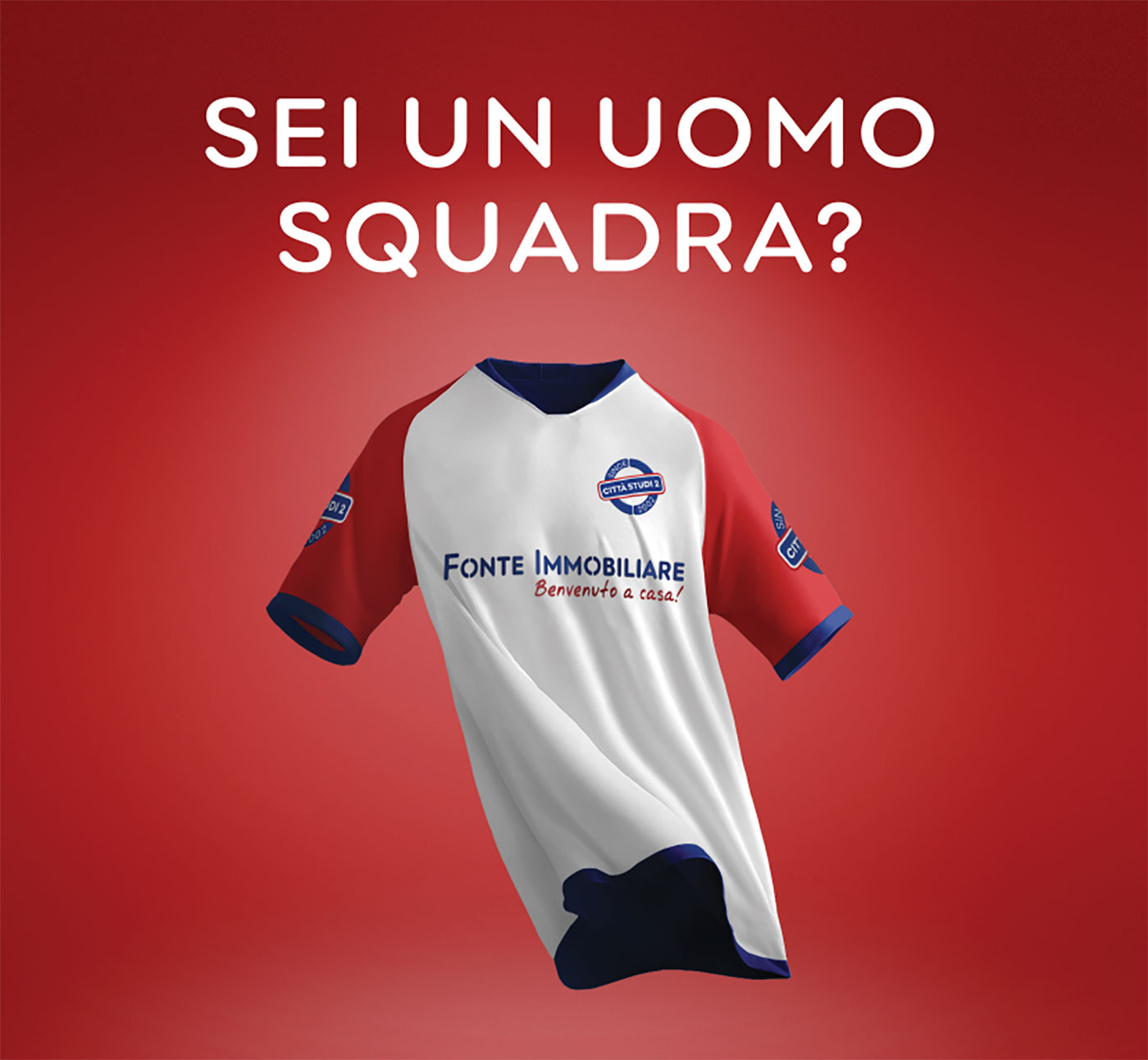 Maglia da gioco con il logo Fonte Immobiliare Città Studi 2. Titolo: Sei un uomo squadra?